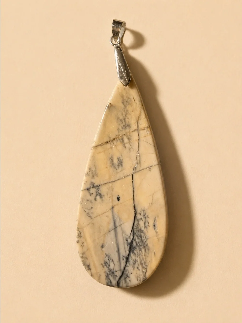 Jasper Teardrop Pendant in Beige, Gray, and Black